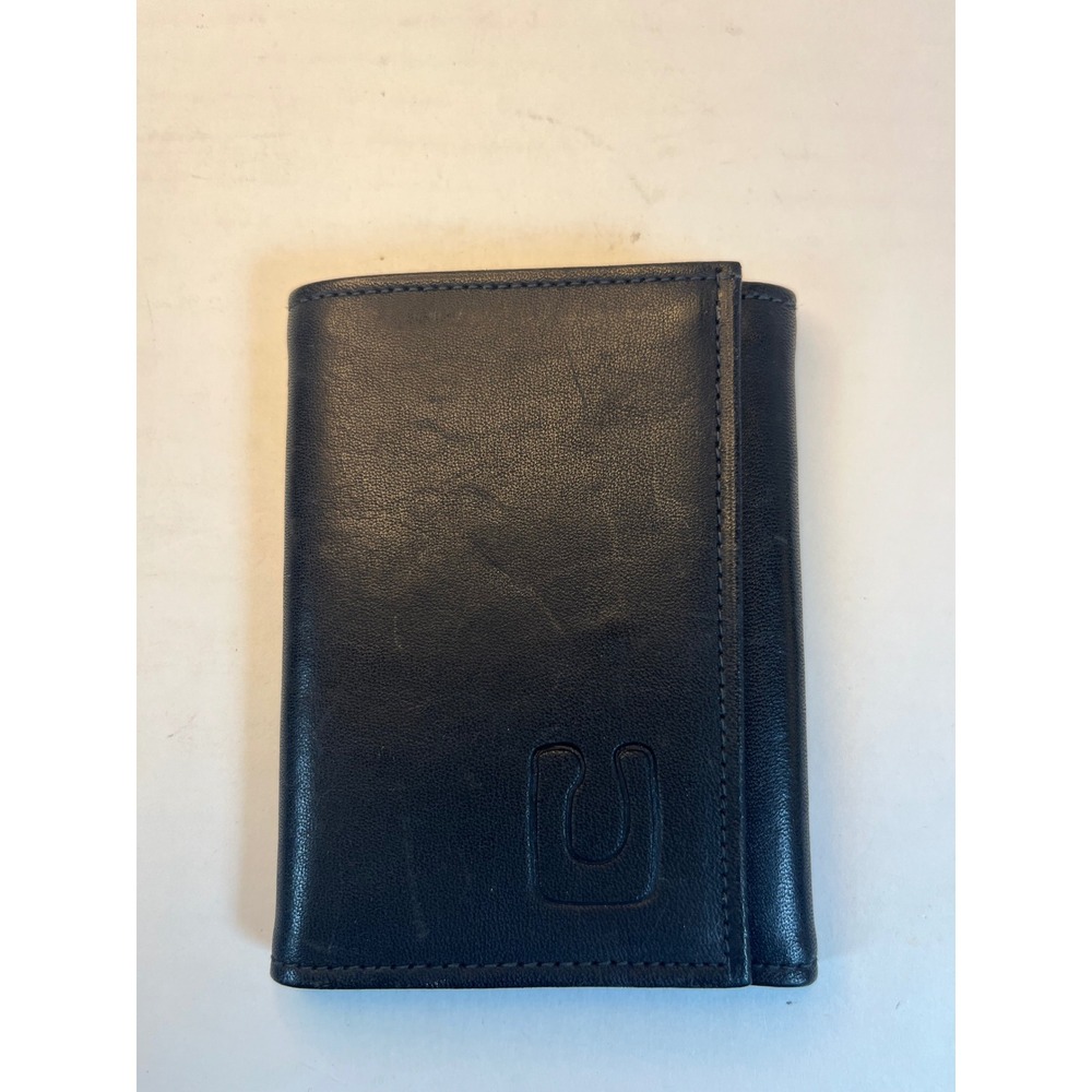 Caesar Glove Cowhide Leather Trifold Wallet Black Mens Accessory